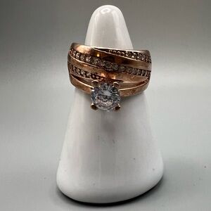 Stacked Swirl Rose Gold over Sterling Silver Ring, Size 7
